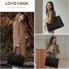 imageLOVEVOOK Laptop Tote Bag for Women 156 Inch Large Capacity Vintage Leather Work Computer Bag Business Casual Shoulder Handbag Dark BrownBlack
