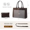imageLOVEVOOK Laptop Tote Bag for Women 156 Inch Large Capacity Vintage Leather Work Computer Bag Business Casual Shoulder Handbag Dark BrownBrown  Coffee