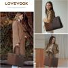 imageLOVEVOOK Laptop Tote Bag for Women 156 Inch Large Capacity Vintage Leather Work Computer Bag Business Casual Shoulder Handbag Dark BrownBrown  Coffee