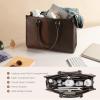 imageLOVEVOOK Laptop Tote Bag for Women 156 Inch Large Capacity Vintage Leather Work Computer Bag Business Casual Shoulder Handbag Dark BrownBrown  Coffee