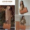 imageLOVEVOOK Laptop Tote Bag for Women 156 Inch Large Capacity Vintage Leather Work Computer Bag Business Casual Shoulder Handbag Dark BrownBrown Embossed