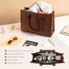 imageLOVEVOOK Laptop Tote Bag for Women 156 Inch Large Capacity Vintage Leather Work Computer Bag Business Casual Shoulder Handbag Dark BrownChestnut Brown