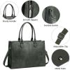 imageLOVEVOOK Laptop Tote Bag for Women 156 Inch Large Capacity Vintage Leather Work Computer Bag Business Casual Shoulder Handbag Dark BrownDark Green