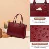 imageLOVEVOOK Laptop Tote Bag for Women 156 Inch Large Capacity Vintage Leather Work Computer Bag Business Casual Shoulder Handbag Dark BrownDark Red