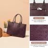 imageLOVEVOOK Laptop Tote Bag for Women 156 Inch Large Capacity Vintage Leather Work Computer Bag Business Casual Shoulder Handbag Dark BrownFuchsia