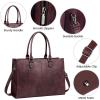 imageLOVEVOOK Laptop Tote Bag for Women 156 Inch Large Capacity Vintage Leather Work Computer Bag Business Casual Shoulder Handbag Dark BrownFuchsia