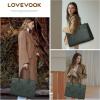 imageLOVEVOOK Laptop Tote Bag for Women 156 Inch Large Capacity Vintage Leather Work Computer Bag Business Casual Shoulder Handbag Dark BrownGreen Embossed