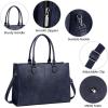 imageLOVEVOOK Laptop Tote Bag for Women 156 Inch Large Capacity Vintage Leather Work Computer Bag Business Casual Shoulder Handbag Dark BrownIndigo Ink