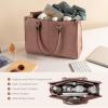 imageLOVEVOOK Laptop Tote Bag for Women 156 Inch Large Capacity Vintage Leather Work Computer Bag Business Casual Shoulder Handbag Dark BrownLotus Pink