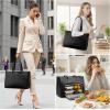 imageLOVEVOOK Laptop Tote Bag for Women 156 Inch Waterproof Leather Computer Bags Business Office Work Briefcase BlackBlack With Lunch Compartment