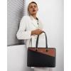 imageLOVEVOOK Laptop Tote Bag for Women 156 Inch Waterproof Leather Computer Bags Business Office Work Briefcase BlackBlackBrown