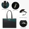 imageLOVEVOOK Laptop Tote Bag for Women 156 Inch Waterproof Leather Computer Bags Business Office Work Briefcase BlackBlackGreen