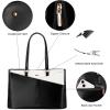 imageLOVEVOOK Laptop Tote Bag for Women 156 Inch Waterproof Leather Computer Bags Business Office Work Briefcase BlackBlackwhite