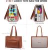 imageLOVEVOOK Laptop Tote Bag for Women 156 Inch Waterproof Leather Computer Bags Business Office Work Briefcase BlackBrown With Lunch Compartment