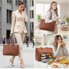 imageLOVEVOOK Laptop Tote Bag for Women 156 Inch Waterproof Leather Computer Bags Business Office Work Briefcase BlackBrown With Lunch Compartment