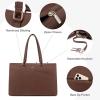 imageLOVEVOOK Laptop Tote Bag for Women 156 Inch Waterproof Leather Computer Bags Business Office Work Briefcase BlackDark Brown
