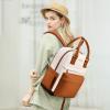 imageLOVEVOOK Mini Backpack for Women Stylish Waterproof Backpack Purse with USB Port Cute Bookbag for College School TravelBrown  Beige