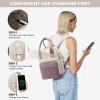 imageLOVEVOOK Mini Backpack for Women Stylish Waterproof Backpack Purse with USB Port Cute Bookbag for College School TravelPurple  Beige