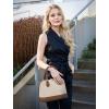 imageLOVEVOOK Purse for Women Small Crossbody Bags Classic Double Zip Top Handle Dome Satchel BagCanvasJacquard Brown