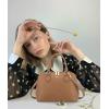 imageLOVEVOOK Purse for Women Small Crossbody Bags Classic Double Zip Top Handle Dome Satchel BagWovenBrown