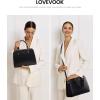 imageLOVEVOOK Purses and Handbags for Women VintageStyle Leather Top Handle Shoulder Bag Satchel Tote Crossbody Purse for LadiesBlack