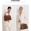 imageLOVEVOOK Purses and Handbags for Women VintageStyle Leather Top Handle Shoulder Bag Satchel Tote Crossbody Purse for LadiesChestnut Brown