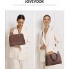 imageLOVEVOOK Purses and Handbags for Women VintageStyle Leather Top Handle Shoulder Bag Satchel Tote Crossbody Purse for LadiesCoffee Brown