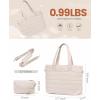 imageLOVEVOOK Tote Bag for Women Large Puffer Tote Bag with Zipper Quilted Light Work BagTaupe