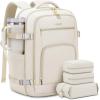 imageLOVEVOOK Travel Backpack For Women 40L Carry On Backpack Flight Approved TSA Personal Item Travel Bag Fits 17 Inch Laptop Business Weekender Overnight Waterproof Daypack With 2 Cubes GreyPinkBeige