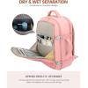 imageLOVEVOOK Travel Backpack For Women 40L Carry On Backpack Flight Approved TSA Personal Item Travel Bag Fits 17 Inch Laptop Business Weekender Overnight Waterproof Daypack With 2 Cubes GreyPinkPink