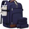 imageLOVEVOOK Travel Backpack For Women 40L Carry On Backpack Flight Approved TSA Personal Item Travel Bag Fits 17 Inch Laptop Business Weekender Overnight Waterproof Daypack With 2 Cubes GreyPinkDark Bluebrown