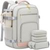 imageLOVEVOOK Travel Backpack For Women 40L Carry On Backpack Flight Approved TSA Personal Item Travel Bag Fits 17 Inch Laptop Business Weekender Overnight Waterproof Daypack With 2 Cubes GreyPinkPinkgrey