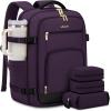imageLOVEVOOK Travel Backpack For Women 40L Carry On Backpack Flight Approved TSA Personal Item Travel Bag Fits 17 Inch Laptop Business Weekender Overnight Waterproof Daypack With 2 Cubes GreyPinkDark Purpleblack