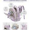 imageLOVEVOOK Travel Backpack For Women 40L Carry On Backpack Flight Approved TSA Personal Item Travel Bag Fits 17 Inch Laptop Business Weekender Overnight Waterproof Daypack With 2 Cubes GreyPinkLight Purple
