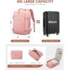 imageLOVEVOOK Travel Backpack For Women 40L Carry On Backpack Flight Approved TSA Personal Item Travel Bag Fits 17 Inch Laptop Business Weekender Overnight Waterproof Daypack With 2 Cubes GreyPinkPink