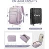 imageLOVEVOOK Travel Backpack For Women 40L Carry On Backpack Flight Approved TSA Personal Item Travel Bag Fits 17 Inch Laptop Business Weekender Overnight Waterproof Daypack With 2 Cubes GreyPinkLight Purple
