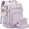 imageLOVEVOOK Travel Backpack For Women 40L Carry On Backpack Flight Approved TSA Personal Item Travel Bag Fits 17 Inch Laptop Business Weekender Overnight Waterproof Daypack With 2 Cubes GreyPinkLight Purple