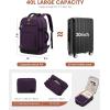 imageLOVEVOOK Travel Backpack For Women 40L Carry On Backpack Flight Approved TSA Personal Item Travel Bag Fits 17 Inch Laptop Business Weekender Overnight Waterproof Daypack With 2 Cubes GreyPinkDark Purpleblack