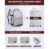 imageLOVEVOOK Travel Backpack for Women ampamp Men 40LAirline Approved Carry On Backpack Travel EssentialsTSA Carry on LuggageWaterproof Personal Item Travel BagSuitcase with 3 Packing CubesLight grayPinkLight Greydark Coffee Color