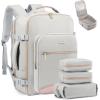 imageLOVEVOOK Travel Backpack for Women ampamp Men 40LAirline Approved Carry On Backpack Travel EssentialsTSA Carry on LuggageWaterproof Personal Item Travel BagSuitcase with 3 Packing CubesLight grayPinkAlight Graypink
