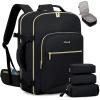 imageLOVEVOOK Travel Backpack for Women ampamp Men 40LAirline Approved Carry On Backpack Travel EssentialsTSA Carry on LuggageWaterproof Personal Item Travel BagSuitcase with 3 Packing CubesLight grayPinkBlackblack