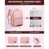 imageLOVEVOOK Travel Backpack for Women ampamp Men 40LAirline Approved Carry On Backpack Travel EssentialsTSA Carry on LuggageWaterproof Personal Item Travel BagSuitcase with 3 Packing CubesLight grayPinkPinkbrown