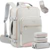 imageLOVEVOOK Travel Backpack for Women ampamp Men 40LAirline Approved Carry On Backpack Travel EssentialsTSA Carry on LuggageWaterproof Personal Item Travel BagSuitcase with 3 Packing CubesLight grayPinkAlight Graypink
