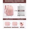 imageLOVEVOOK Travel Backpack for Women ampamp Men 40LAirline Approved Carry On Backpack Travel EssentialsTSA Carry on LuggageWaterproof Personal Item Travel BagSuitcase with 3 Packing CubesLight grayPinkPinkpink