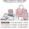 imageLOVEVOOK Travel Duffle BagWeekender Bags for Women with Shoe CompartmentCarry on Overnight Bag with Toiletry BagGym Duffel Bag with Wet Pocket Hospital Bags for Labor and DeliveryPink