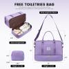 imageLOVEVOOK Travel Duffle BagWeekender Bags for Women with Shoe CompartmentCarry on Overnight Bag with Toiletry BagGym Duffel Bag with Wet Pocket Hospital Bags for Labor and DeliveryPurpleL