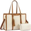 imageLOVEVOOK 156inch Canvas Laptop Tote with Clutch for Women  Lightweight Large Capacity for Work Travel SchoolBeige