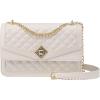 imageLOVEVOOK Crossbody Bags for Women Leather Quilted Shoulder Bag with Chain Strap Trendy Clutch Satchel Ladies Evening BagCream White