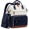imageLOVEVOOK Diaper Bag Backpack Baby Bag with Changing Station Large Diaper Backpack for Mom Dads Waterproof Mommy Bag for Boy and Girl Travel Essential Baby Shower BlackBeigeNavy Bluebeige