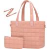 imageLOVEVOOK Tote Bag for Women Large Puffer Tote Bag with Zipper Quilted Light Work BagDark Pink